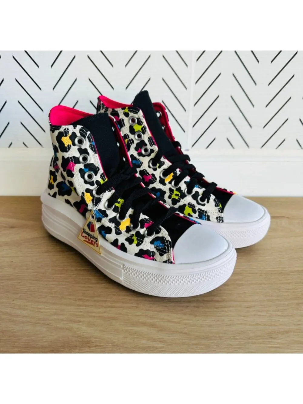 ❤️Converse All Star Ctas Move Hi Kids Shoes 5.5 Platform Leopard Sneaker 272376C